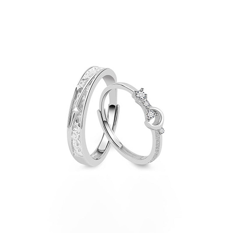 Couple Star Rings Made Of Copper With Zircon Inlay, Available As 1 Pair