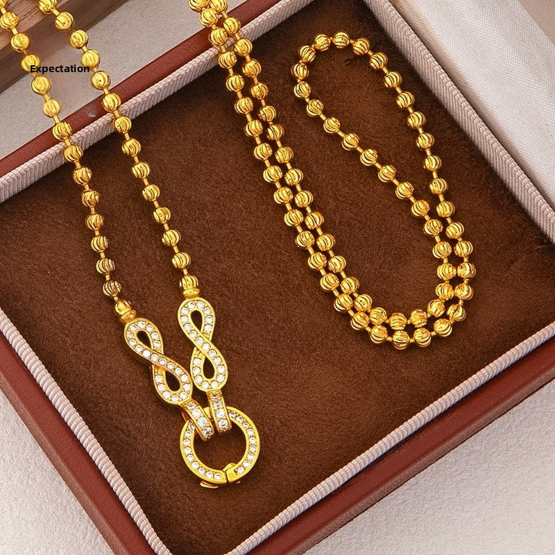 Infinity Necklace For Women Featuring Copper Chain And Copper Pendant With Golden Electroplated Finish