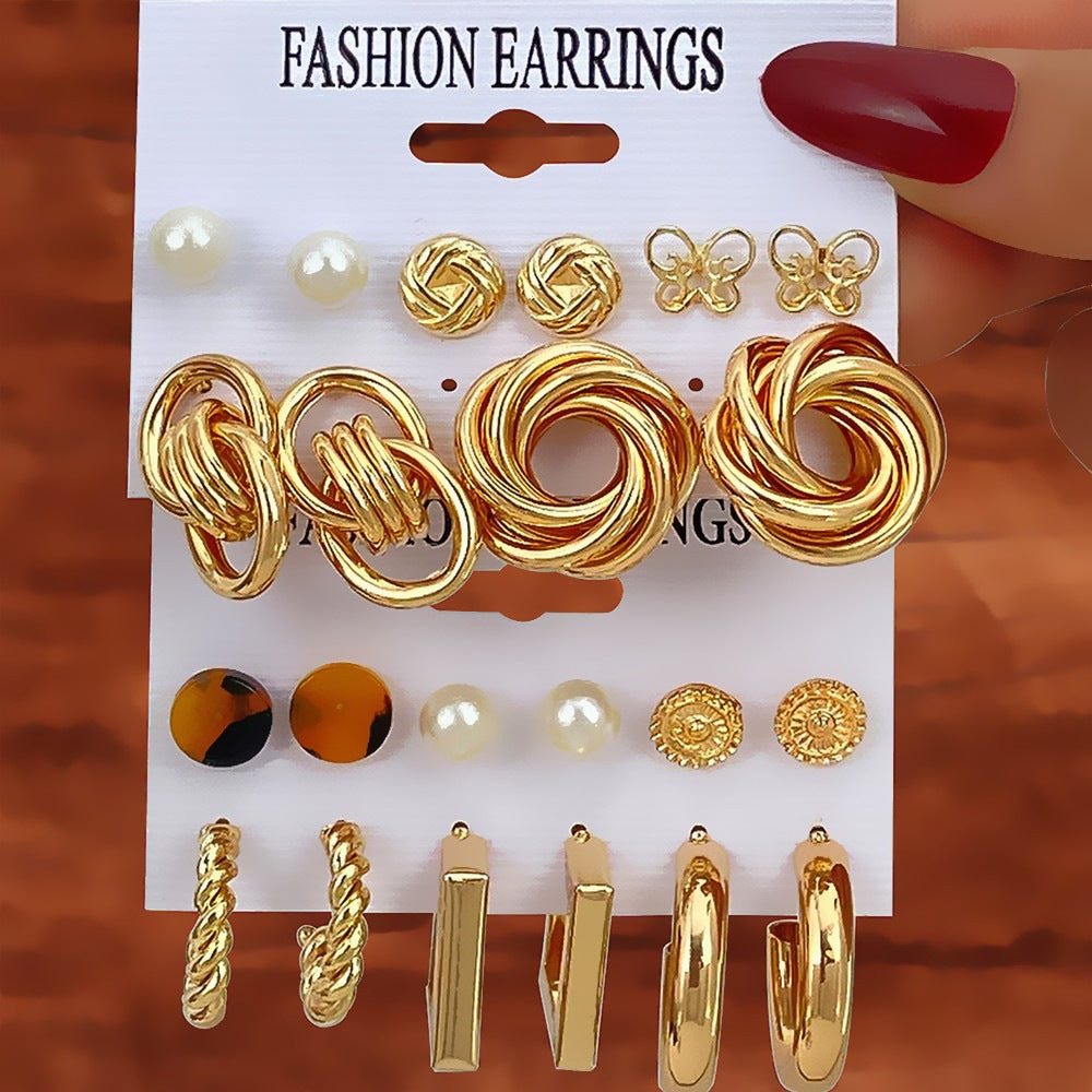 Bow Tie Earrings For Women, 12 Pieces Alloy With 304 Stainless Steel Ear Pins
