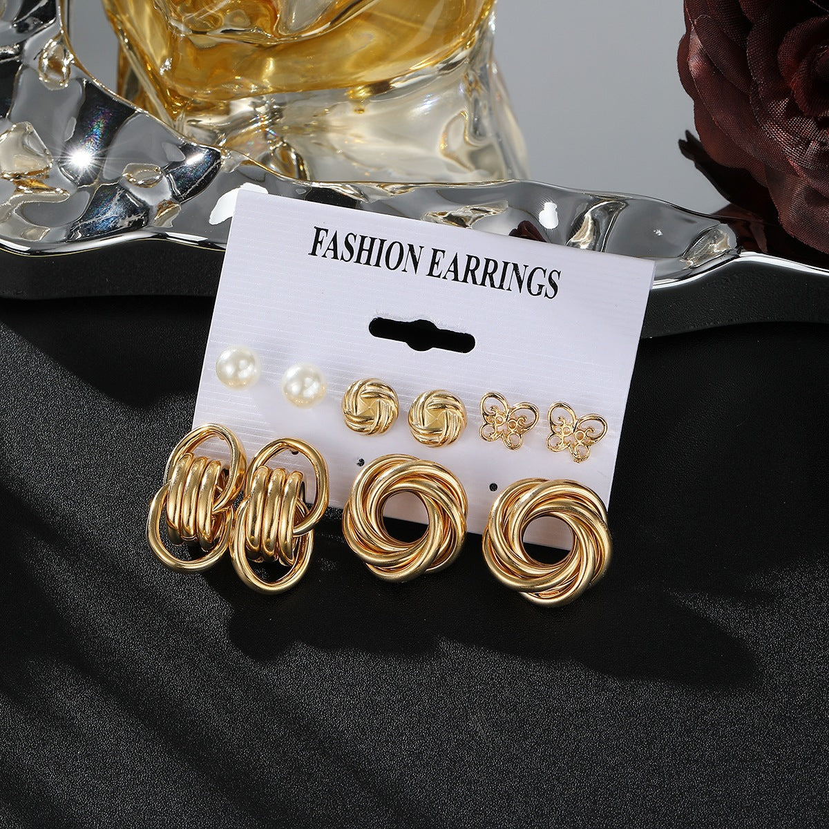 Bow Tie Earrings For Women, 12 Pieces Alloy With 304 Stainless Steel Ear Pins