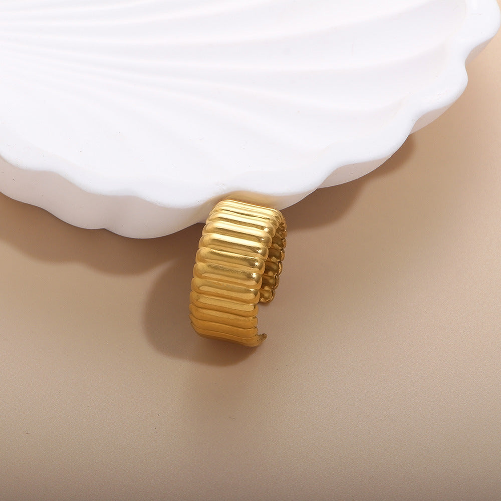 Geometric Open Rings For Women In Titanium Steel With 18K Real Gold Electroplated Finish, Available In Gold