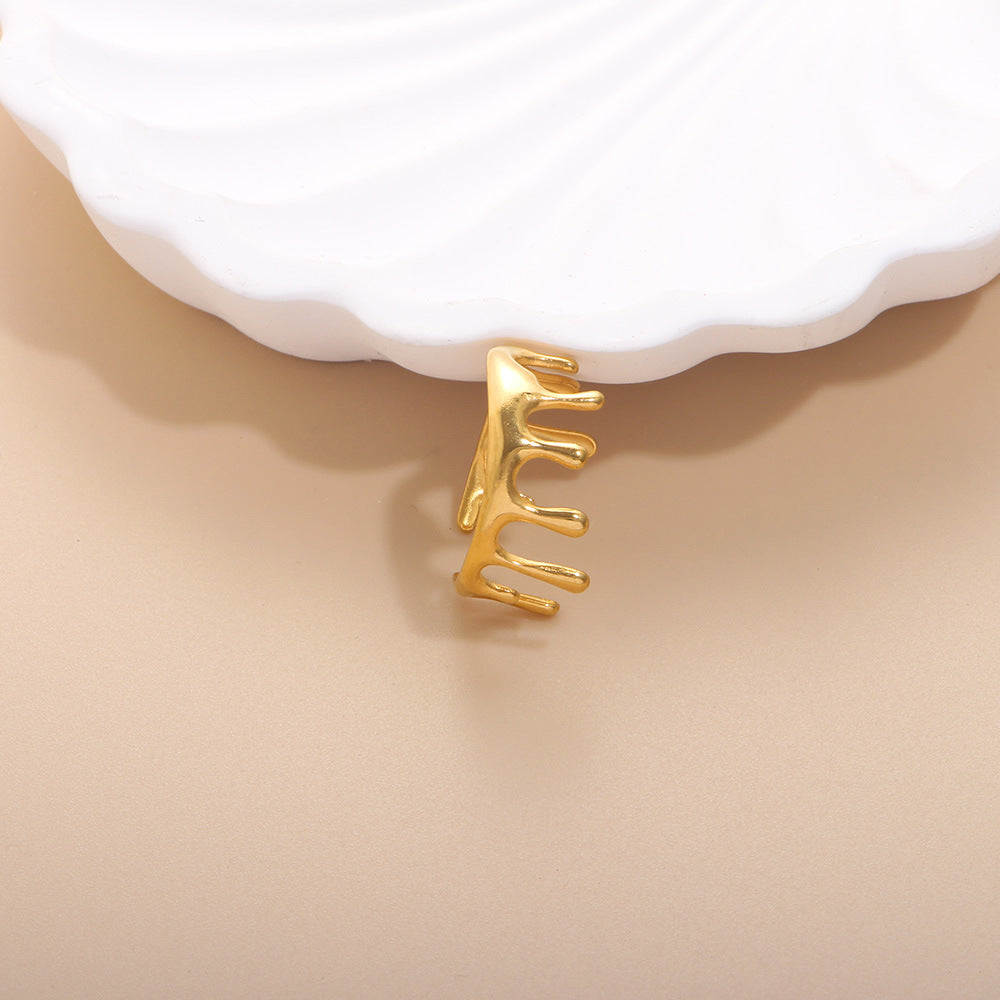 Geometric Open Rings For Women In Titanium Steel With 18K Real Gold Electroplated Finish, Available In Gold