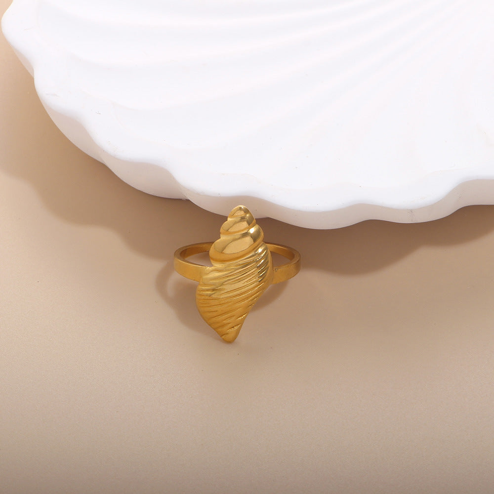 Geometric Open Rings For Women In Titanium Steel With 18K Real Gold Electroplated Finish, Available In Gold