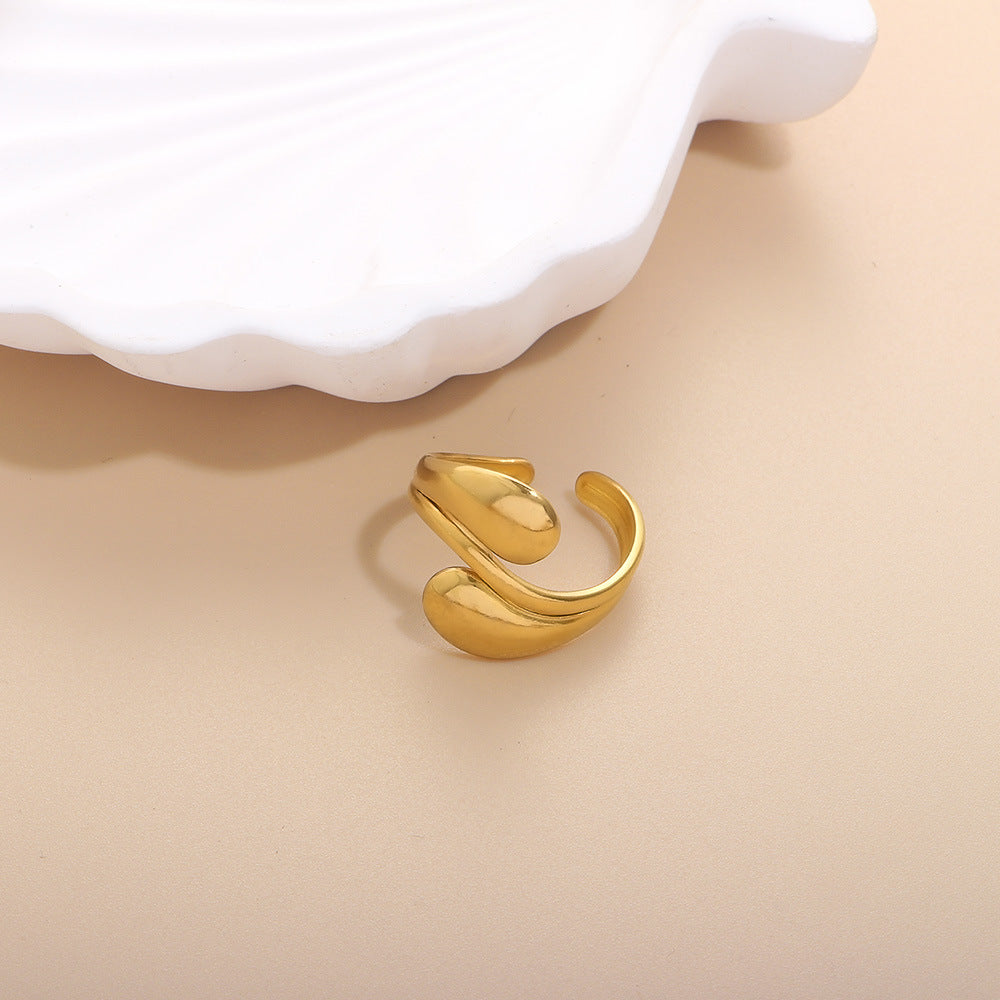 Geometric Open Rings For Women In Titanium Steel With 18K Real Gold Electroplated Finish, Available In Gold