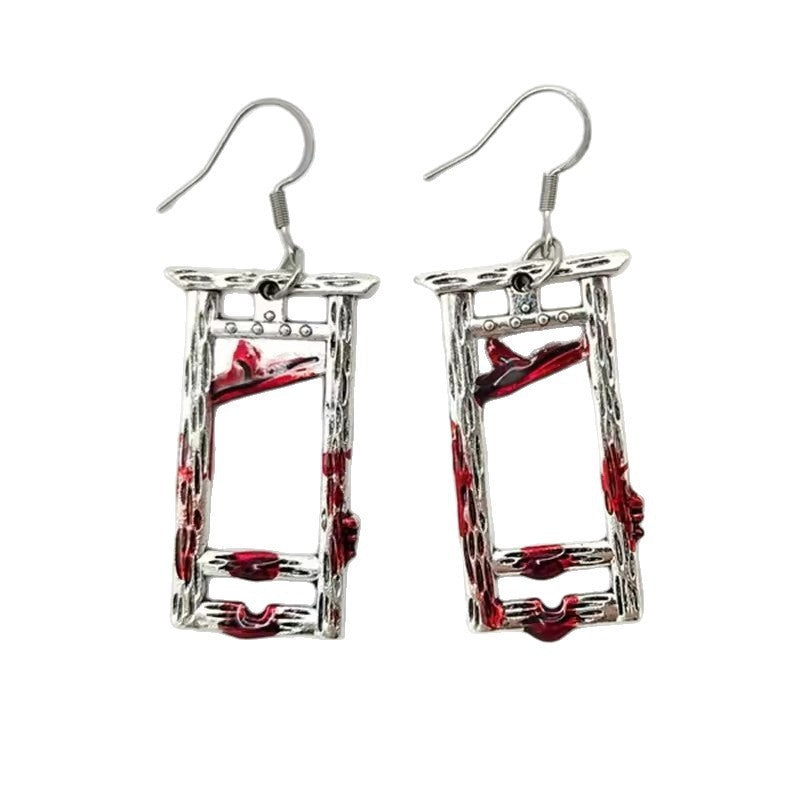 Halloween Blade Earrings For Unisex Featuring Dyed Black Zinc Alloy With 304 Stainless Steel Ear Pins