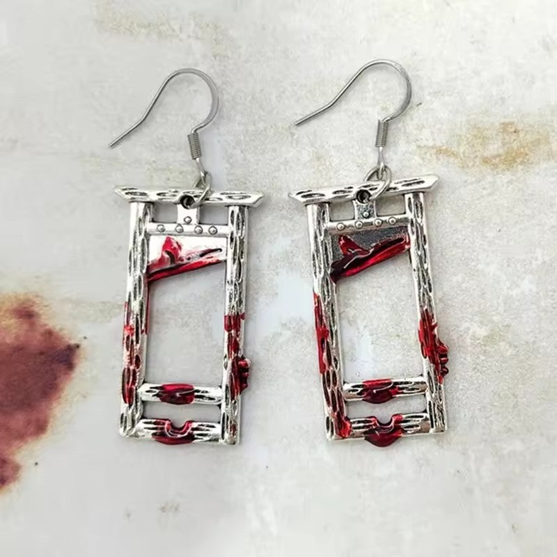 Halloween Blade Earrings For Unisex Featuring Dyed Black Zinc Alloy With 304 Stainless Steel Ear Pins