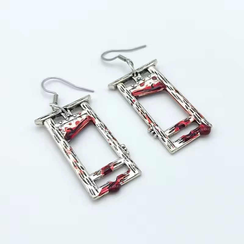 Halloween Blade Earrings For Unisex Featuring Dyed Black Zinc Alloy With 304 Stainless Steel Ear Pins