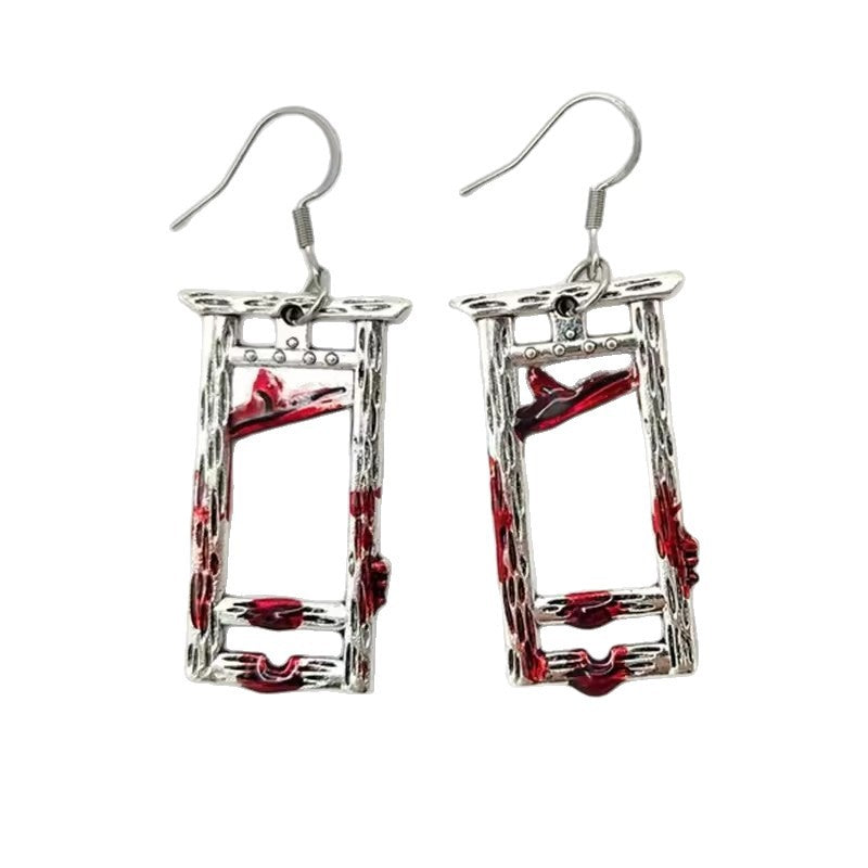 Halloween Blade Earrings For Unisex Featuring Dyed Black Zinc Alloy With 304 Stainless Steel Ear Pins