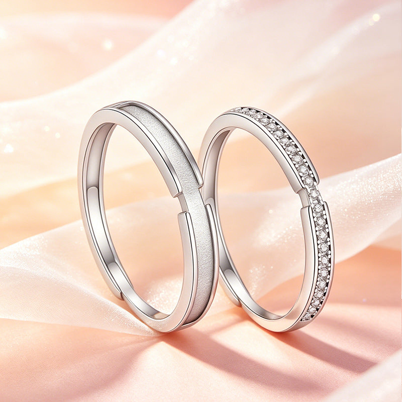 Couple Polka Dots Open Rings In Electroplated Copper With Zircon Inlay, 1 Pair
