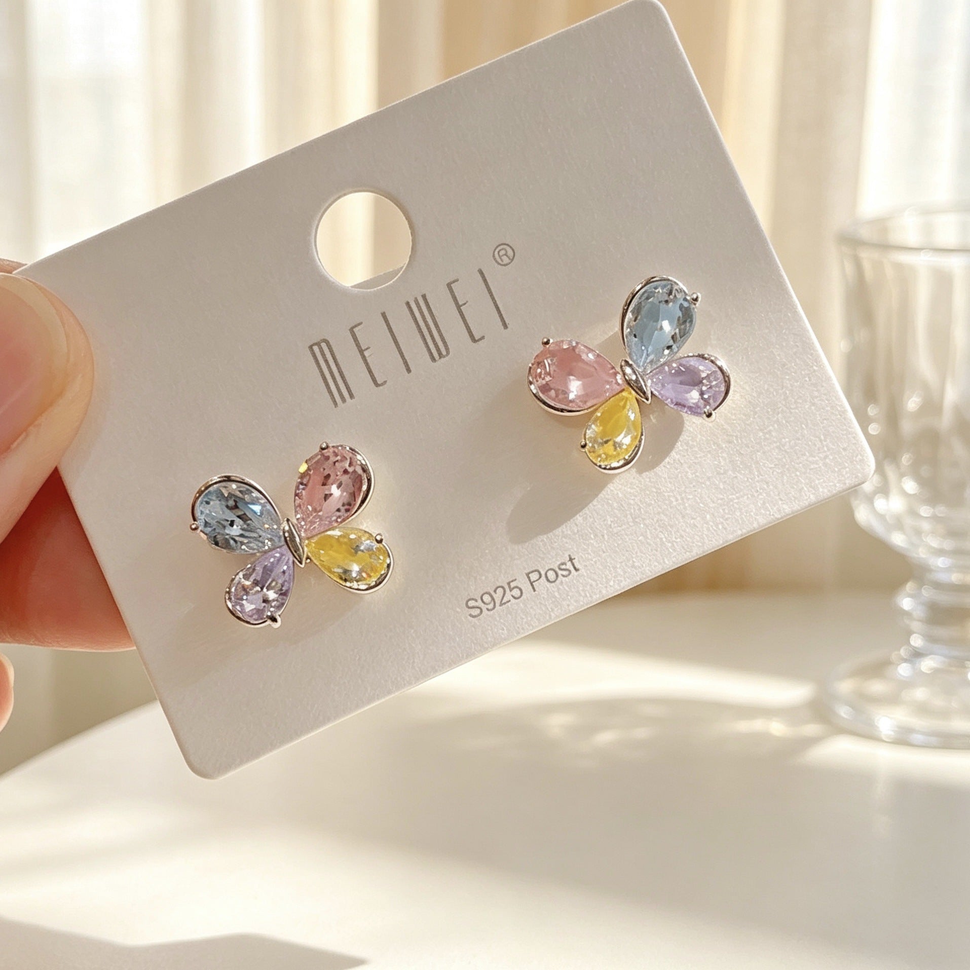 Butterfly Tassel Drop Earrings For Women In Sweet Style With 925 Sterling Silver Studs And Copper Zircon Inlay