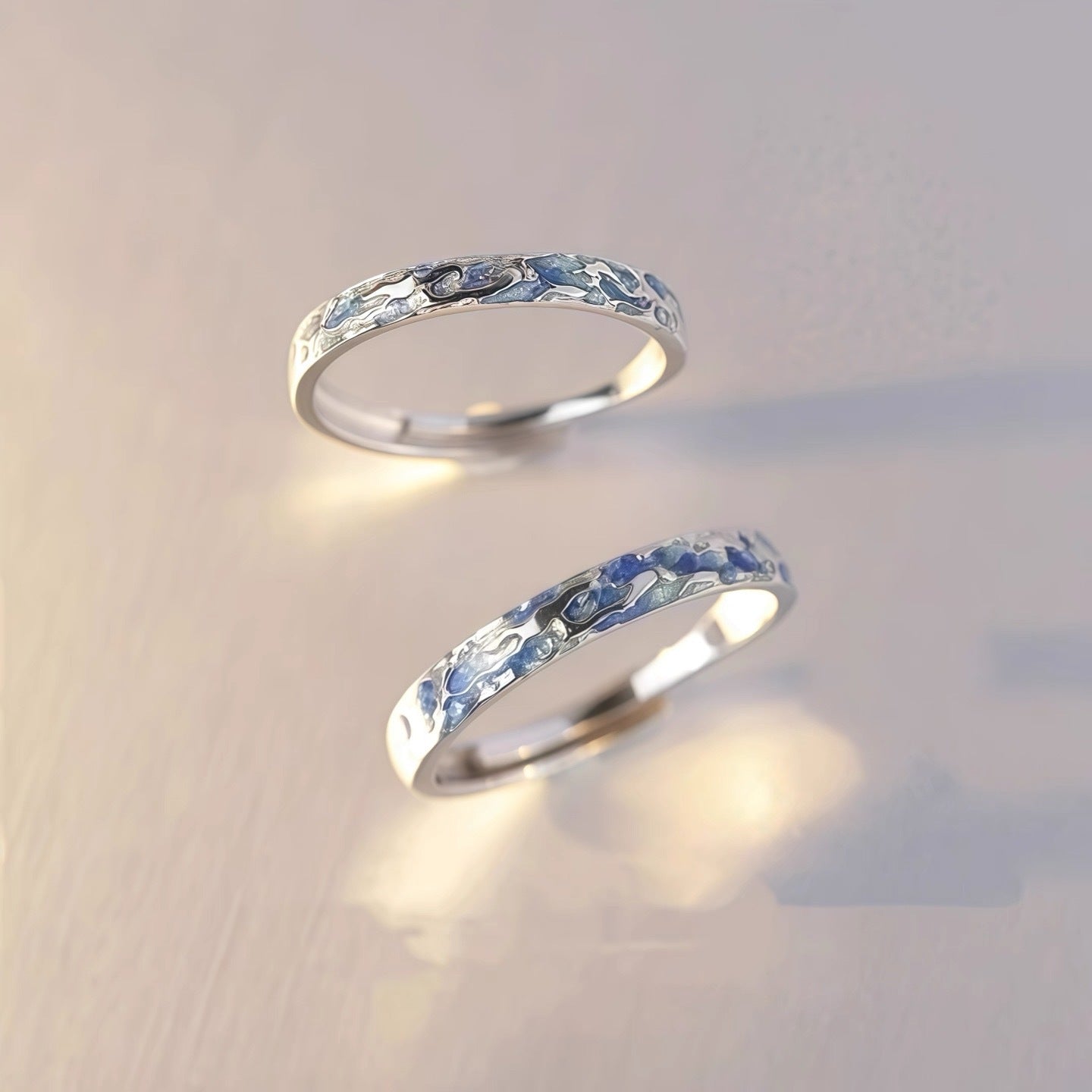 Epoxy Copper Rings For Couples, 1 Pair, Perfect For Valentine's Day