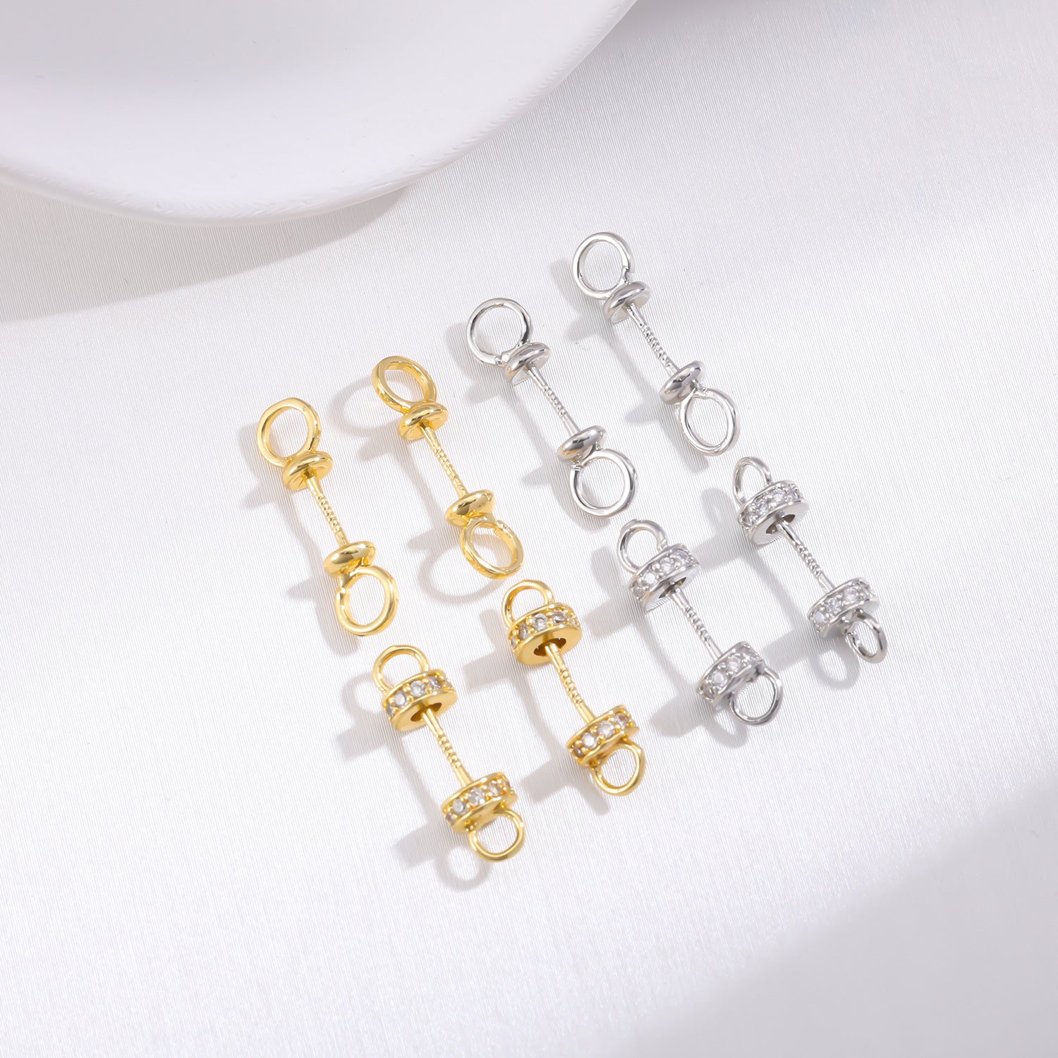 Geometric Copper Connectors With 10mm+ Hole Size, Electroplated And 18K Real Gold Plated, Featuring Zircon Inlay For Jewelry Making