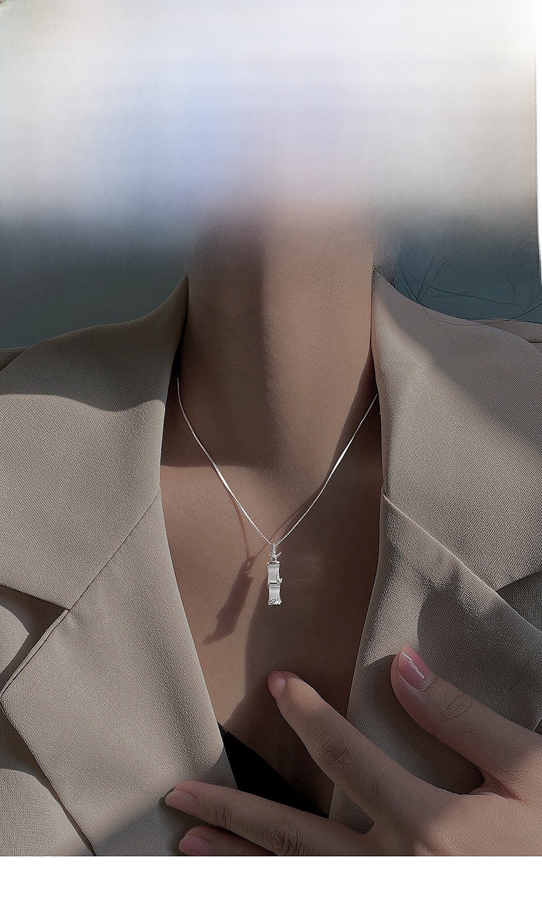 Exaggerated Silver Gem Necklace For Women Featuring Copper Pendant Material With Zirconia Inlay