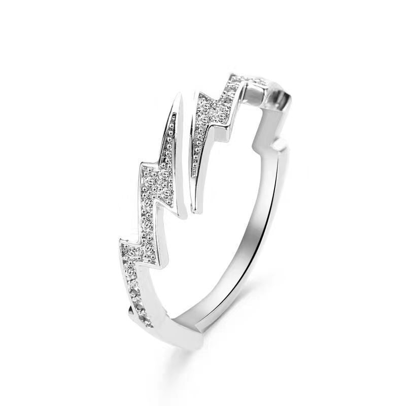Hip-Hop Men's Open Lightning Ring For Style Featuring Electroplated Alloy Design