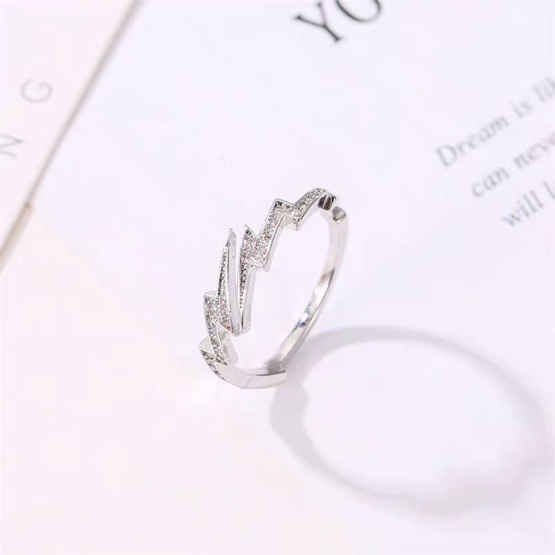 Hip-Hop Men's Open Lightning Ring For Style Featuring Electroplated Alloy Design