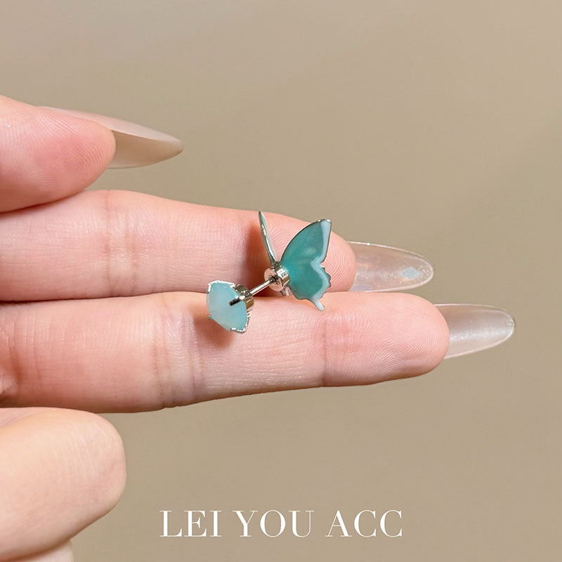 Butterfly Ear Cartilage Rings & Studs For Women In Light Green, Featuring 925 Sterling Silver Pins With New Style