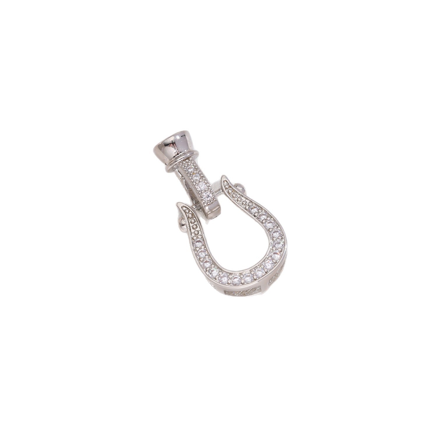 Horseshoe Copper Jewelry Buckle With 18K Real Gold Plated Electroplated Finish And Zircon Inlay, Sweet Style
