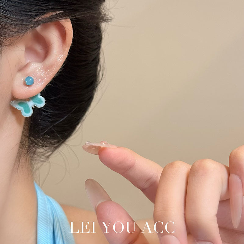 Butterfly Ear Cartilage Rings & Studs For Women In Light Green, Featuring 925 Sterling Silver Pins With New Style