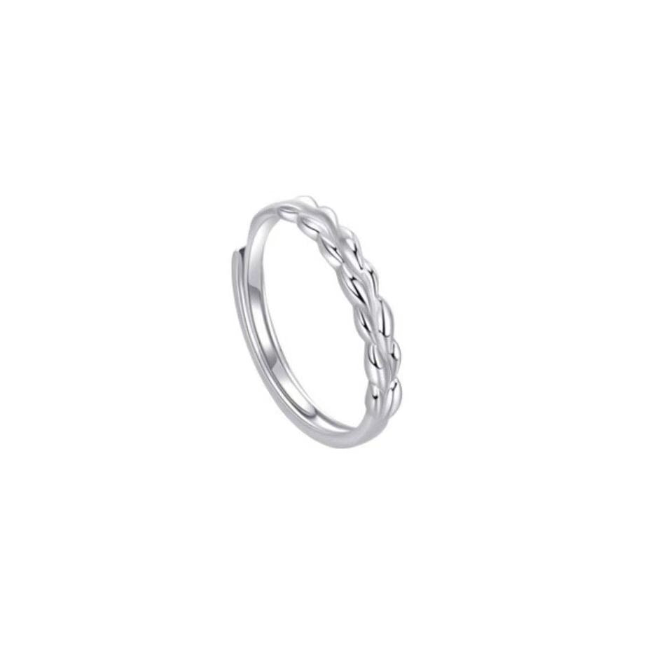 Sweet Geometric Couple Rings In Copper Alloy With Waterproof Non Tarnish Electroplated Platinum Plated Finish