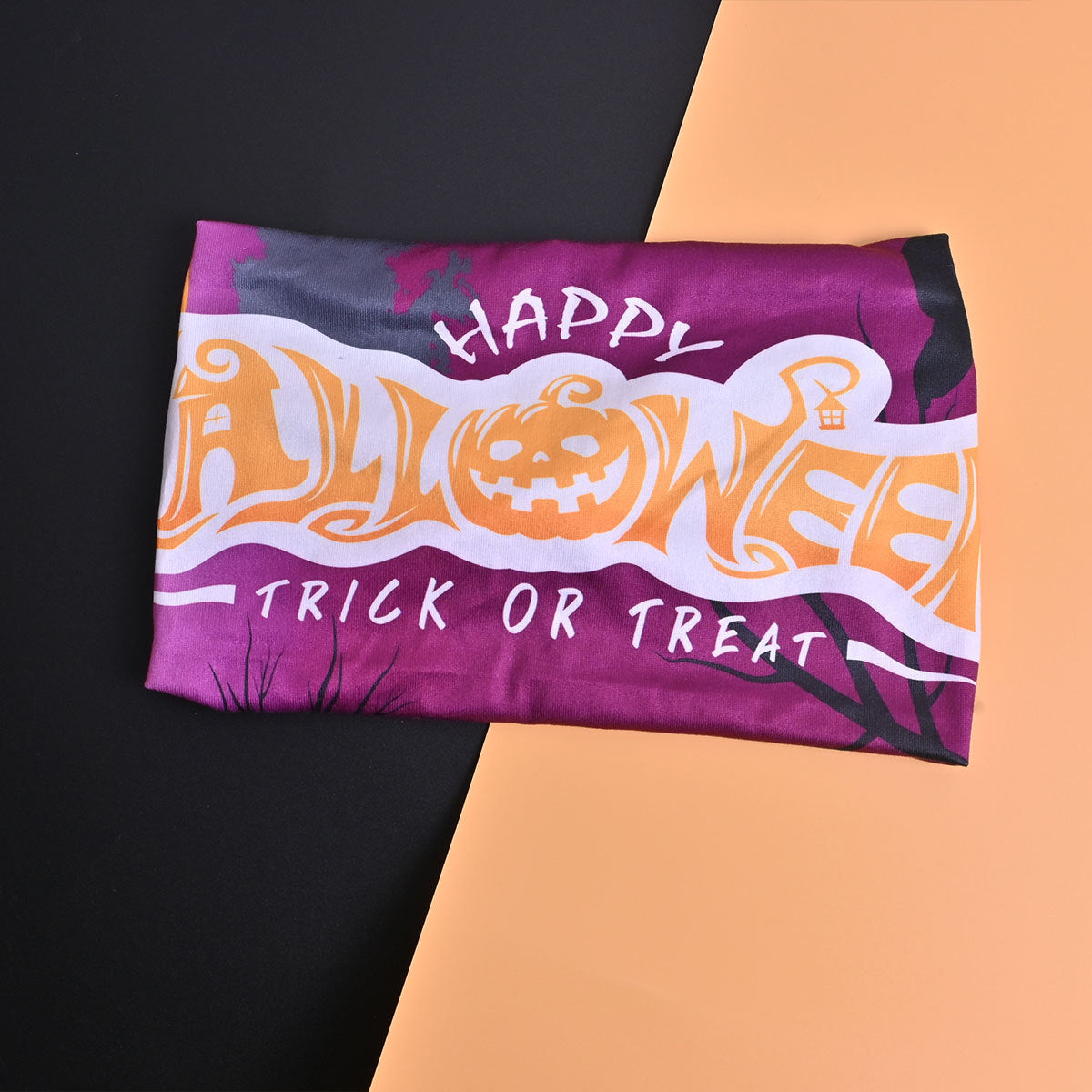 Funny Skull Spa Headband In Purple, Made Of Polyester, Unisex Halloween Headband