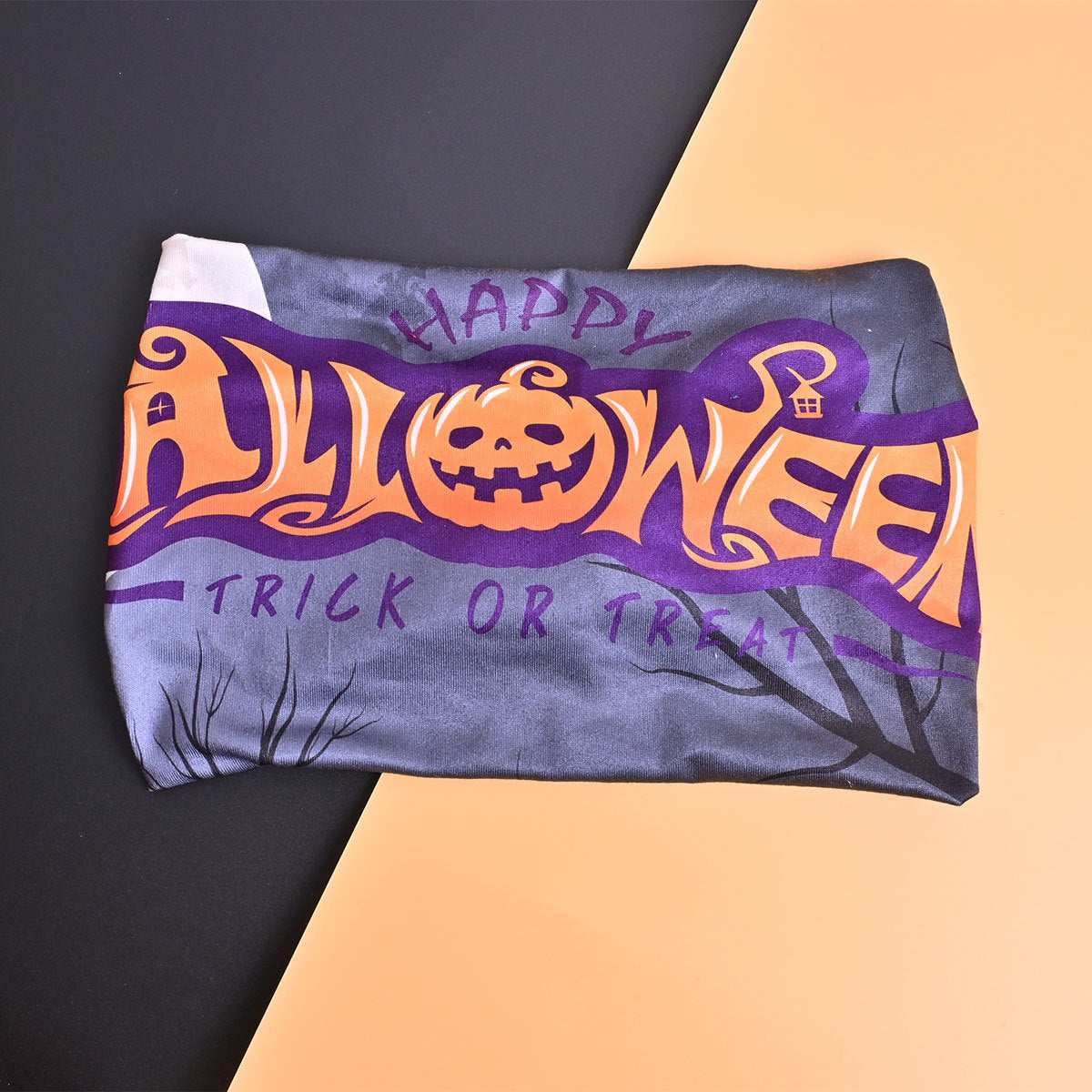 Funny Skull Spa Headband In Purple, Made Of Polyester, Unisex Halloween Headband