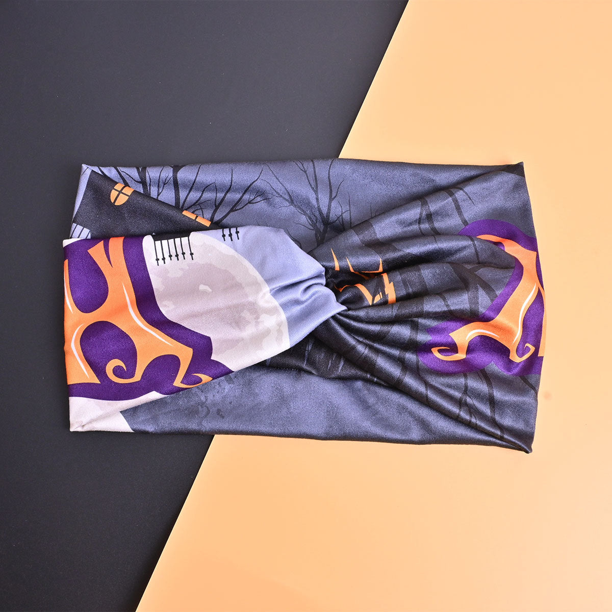 Funny Skull Spa Headband In Purple, Made Of Polyester, Unisex Halloween Headband