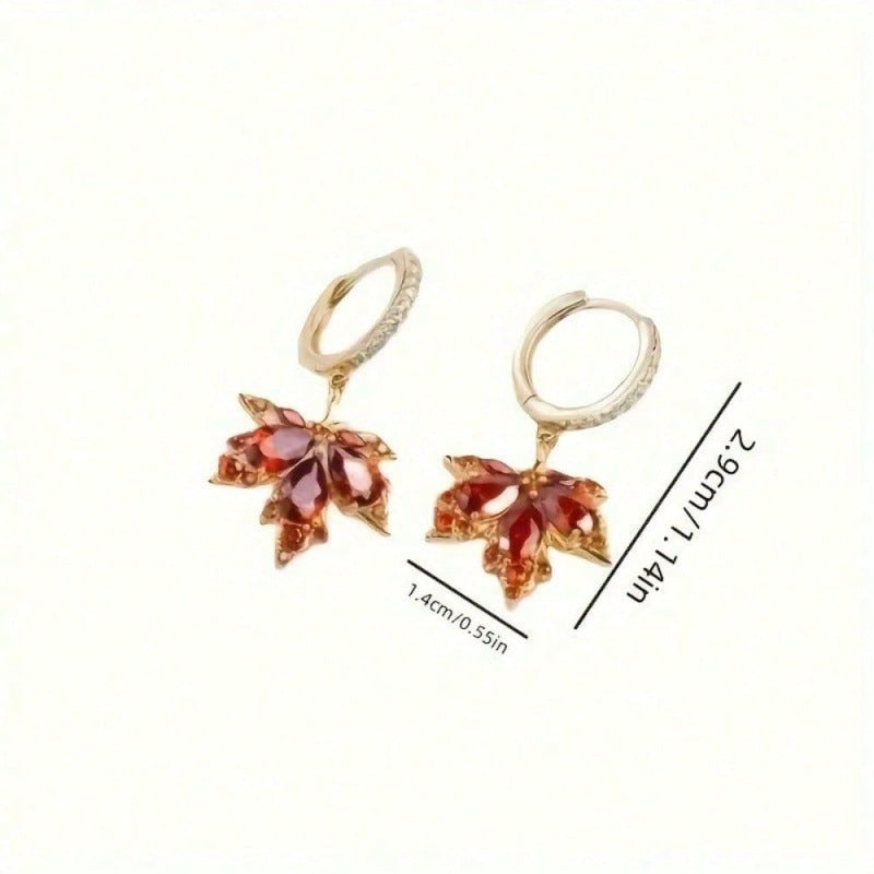 Maple Leaf Tassel Earrings For Women, 1 Pair Alloy Earrings Featuring 304 Stainless Steel Ear Pins