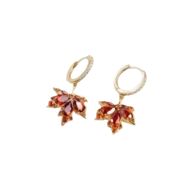 Maple Leaf Tassel Earrings For Women, 1 Pair Alloy Earrings Featuring 304 Stainless Steel Ear Pins