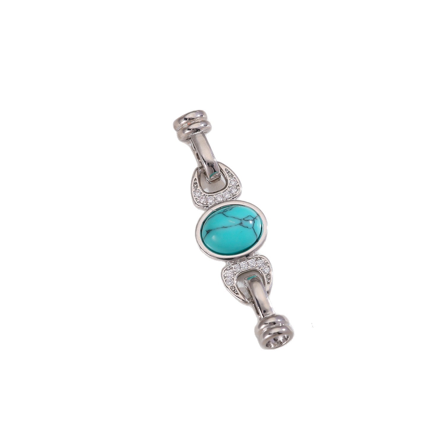 Copper Jewelry Buckle With Turquoise Inlay, Electroplated Gold Finish, Natural Material Jewelry Accessory