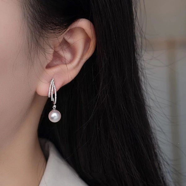 Heart Shape Earrings For Women Featuring Zinc Alloy With Artificial Pearl Inlay And 925 Sterling Silver Posts, Sweet Style