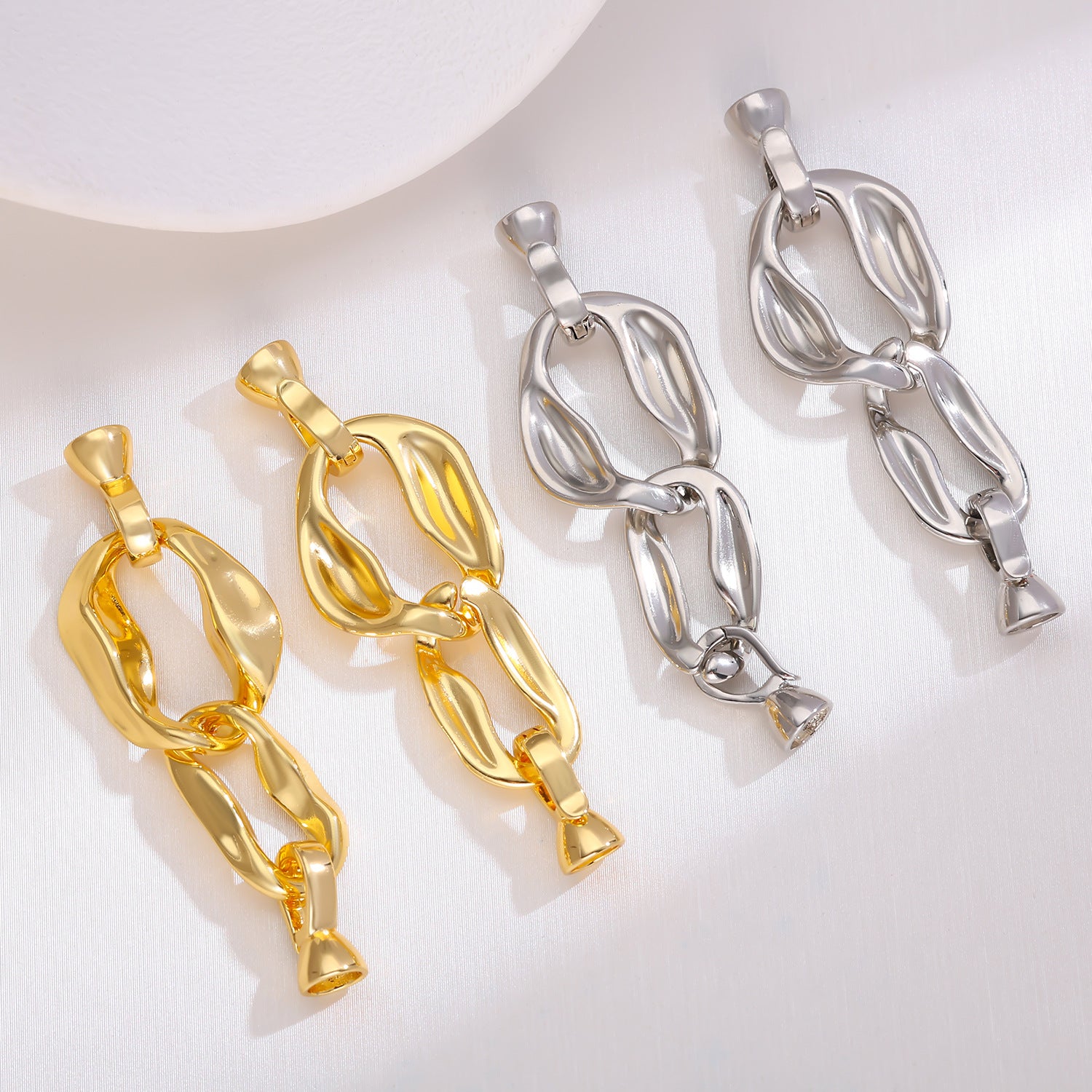 Geometric Copper Cord End Cap Featuring Electroplated 18K Real Gold Plated Finish In Gold For Jewelry Accessories