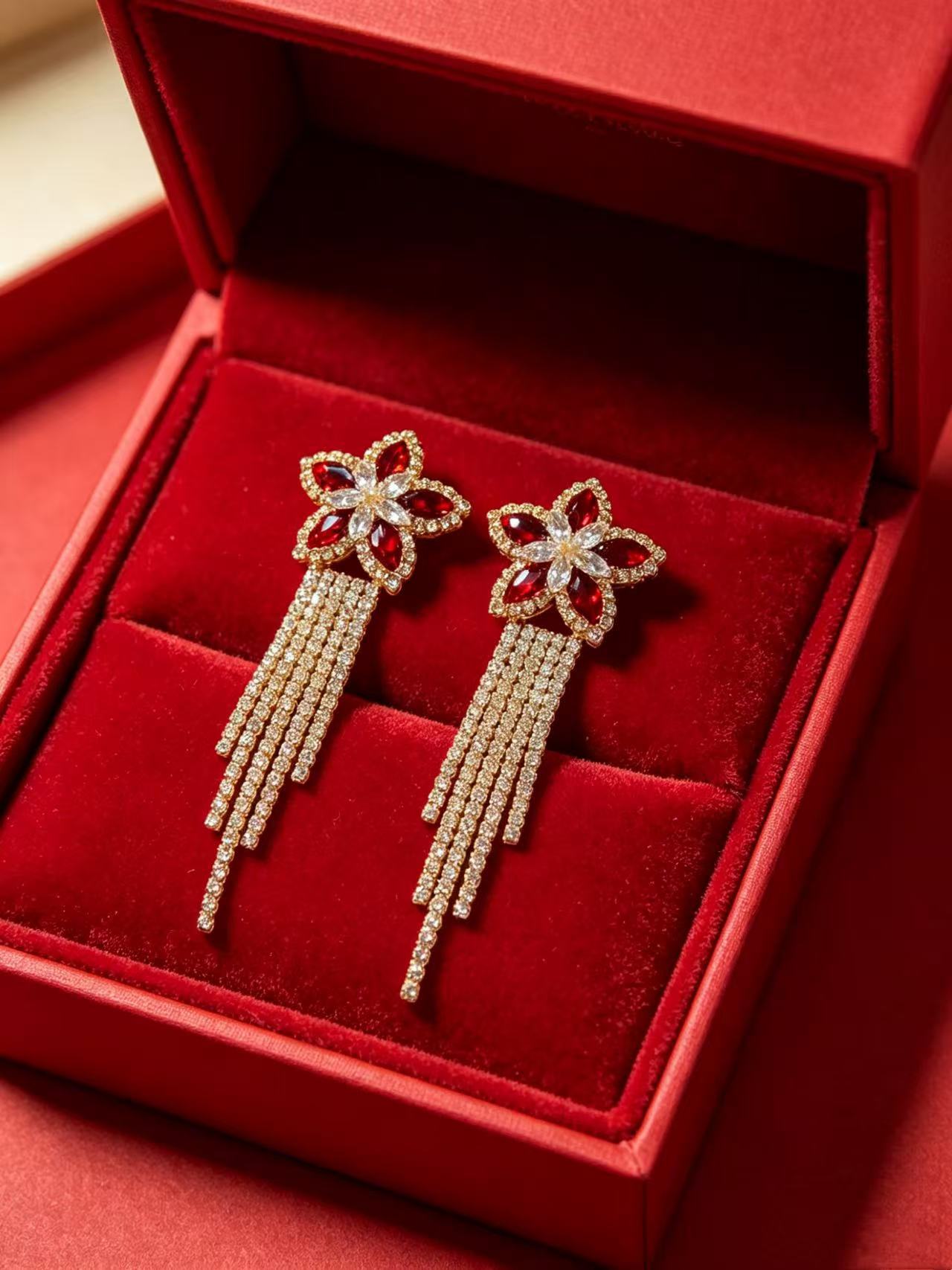 Bow Tie Earrings For Women Featuring Gold Tassel Design With Zircon Inlay And 304 Stainless Steel Ear Pins