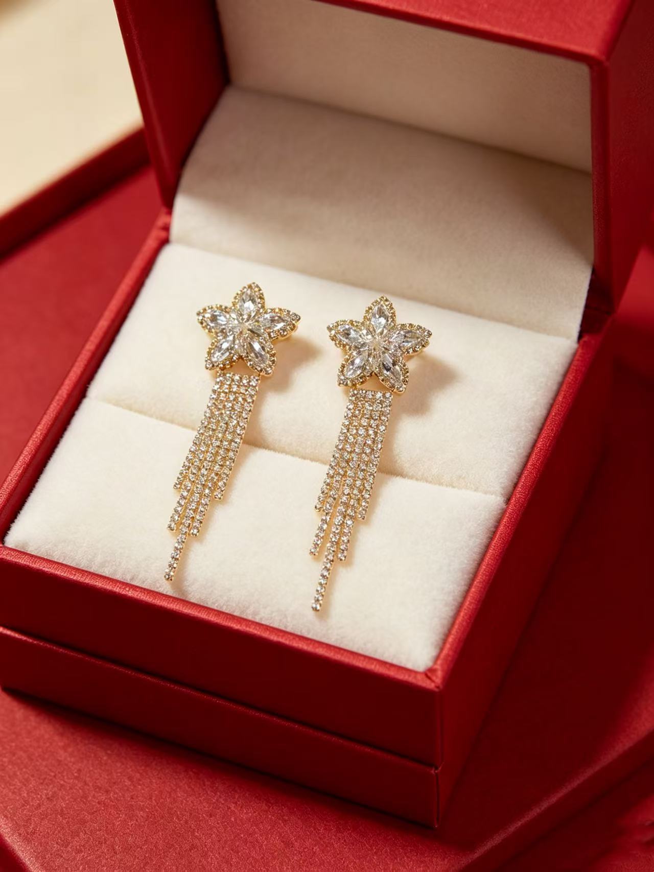 Bow Tie Earrings For Women Featuring Gold Tassel Design With Zircon Inlay And 304 Stainless Steel Ear Pins