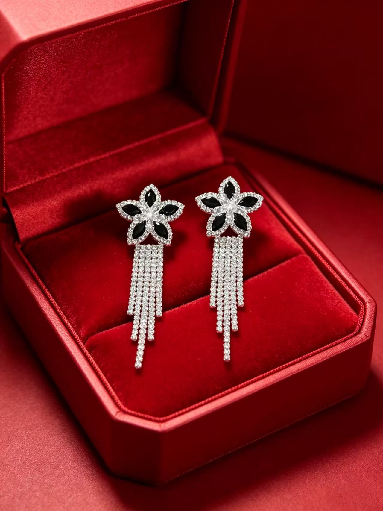 Bow Tie Earrings For Women Featuring Gold Tassel Design With Zircon Inlay And 304 Stainless Steel Ear Pins