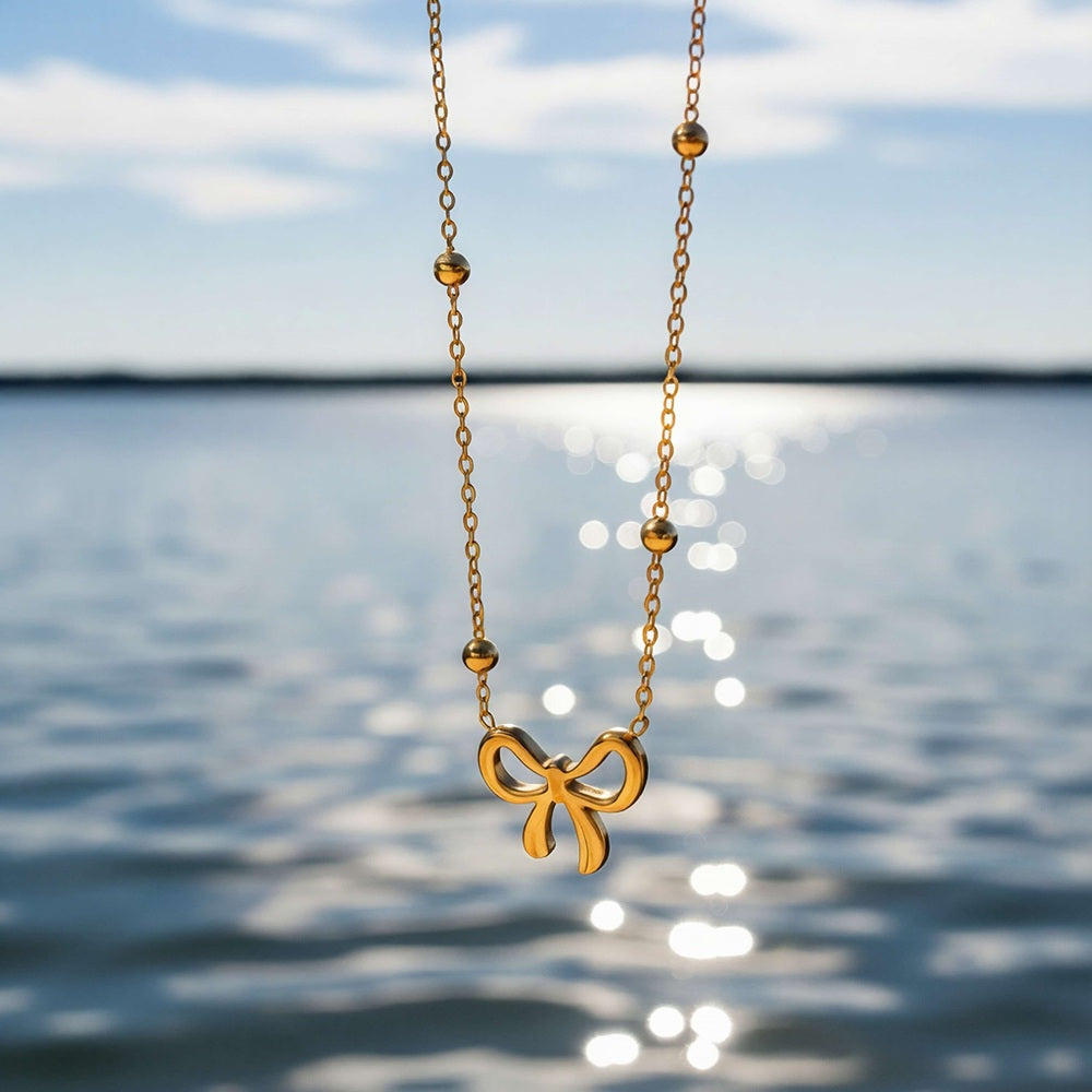 Butterfly Jewelry Set For Women With Beading Craft, 304 Stainless Steel, 18K Real Gold Plated PVD Coated Cable Chain