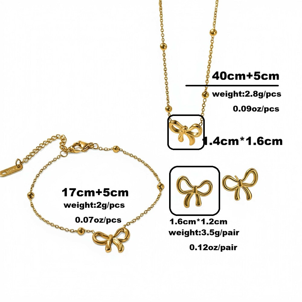 Butterfly Jewelry Set For Women With Beading Craft, 304 Stainless Steel, 18K Real Gold Plated PVD Coated Cable Chain