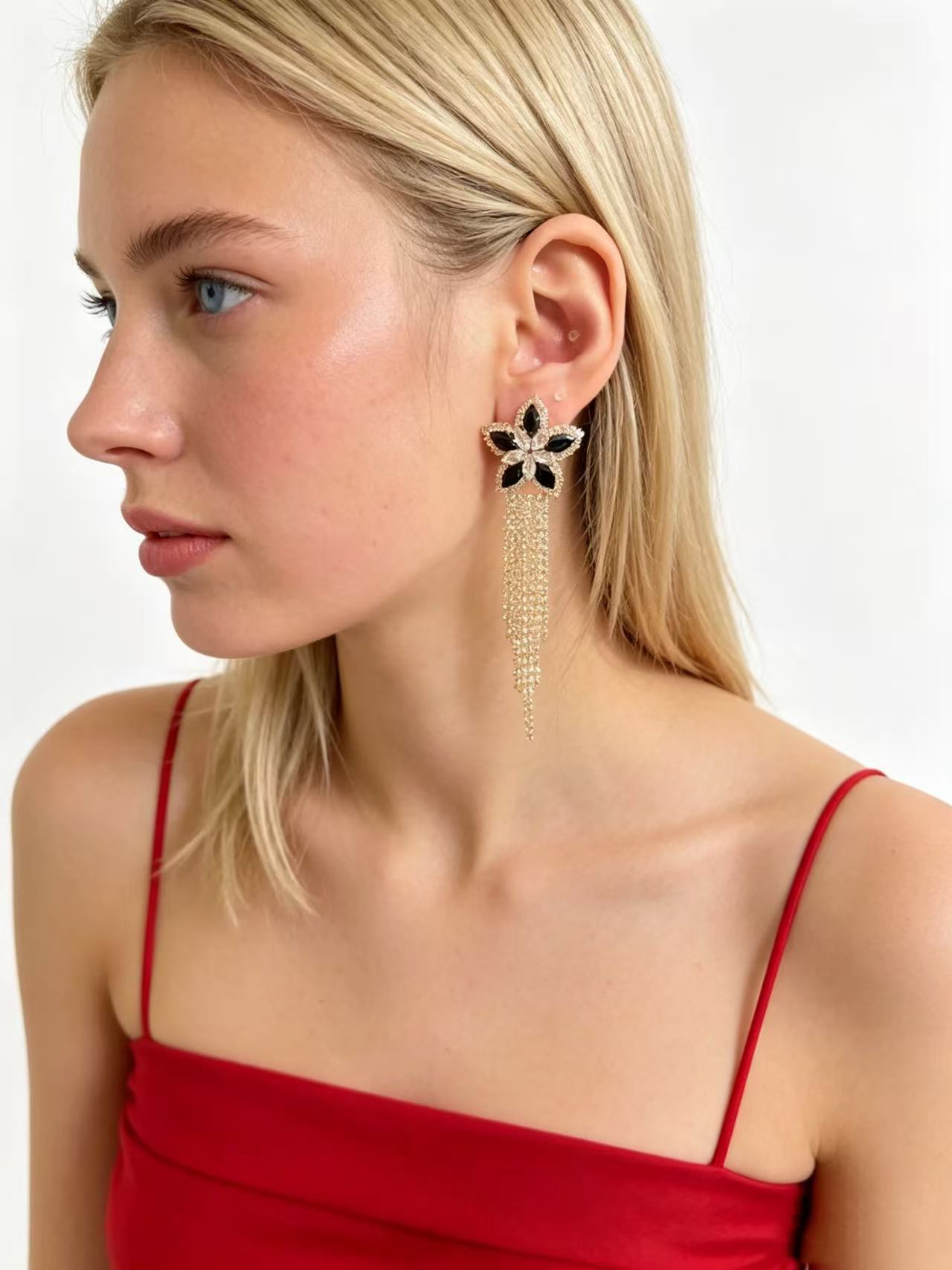 Bow Tie Earrings For Women Featuring Gold Tassel Design With Zircon Inlay And 304 Stainless Steel Ear Pins