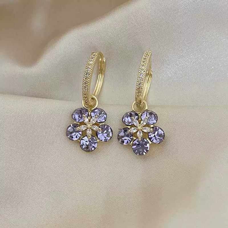 Gold Flowers Tassel Earrings For Women With 304 Stainless Steel Ear Pins, Alloy Material