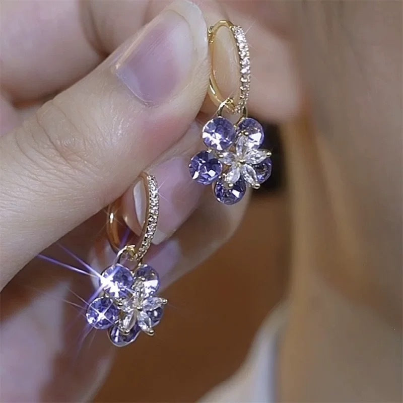 Gold Flowers Tassel Earrings For Women With 304 Stainless Steel Ear Pins, Alloy Material