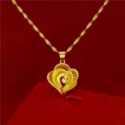 Heart Shape Pendant For Women In Golden Plated Alloy, Wear-Resistant Jewelry Perfect For Daily Use
