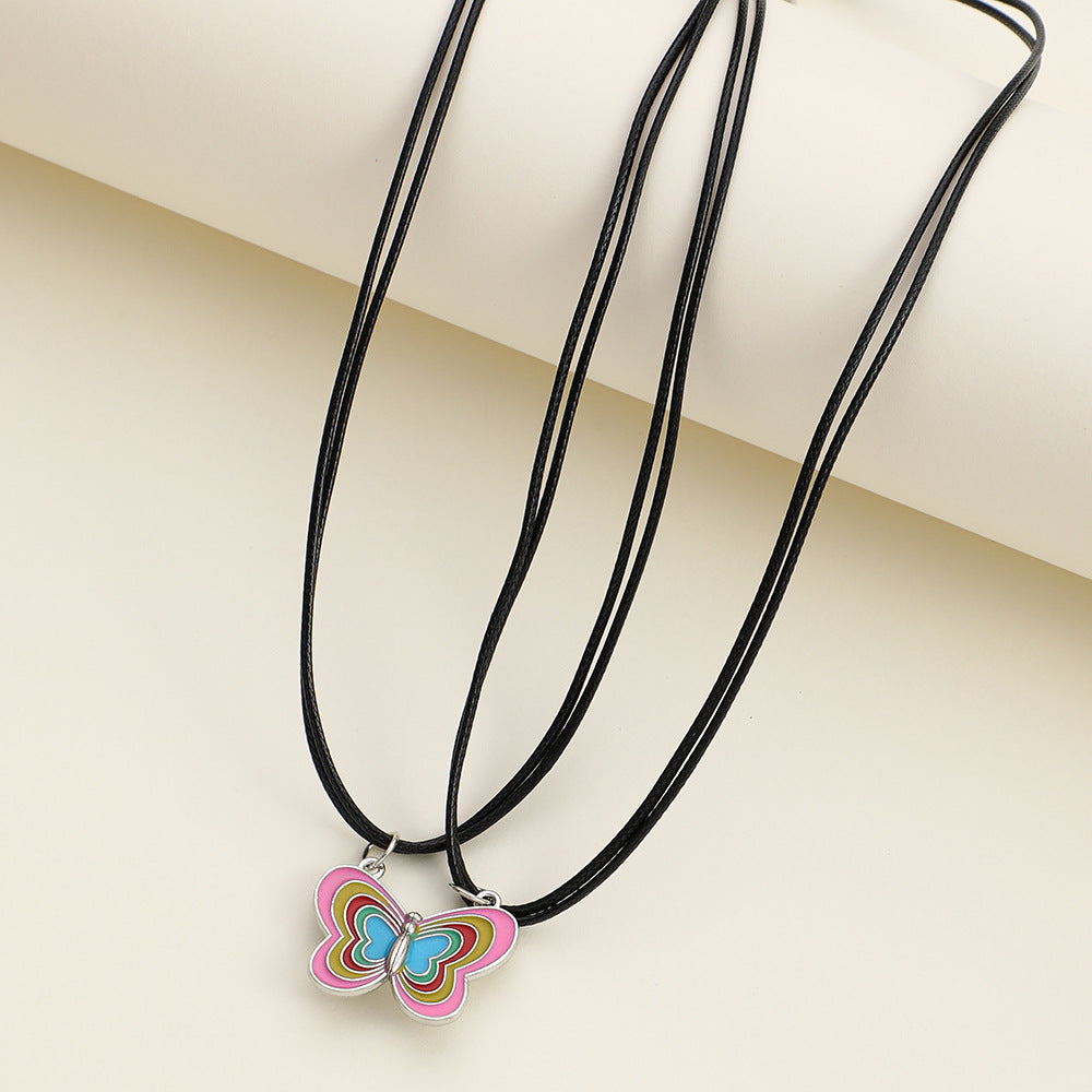 Elegant Heart Shape Necklace For Couples In Alloy With Rhinestones, Featuring Braid Craft, Perfect For Valentine's Day