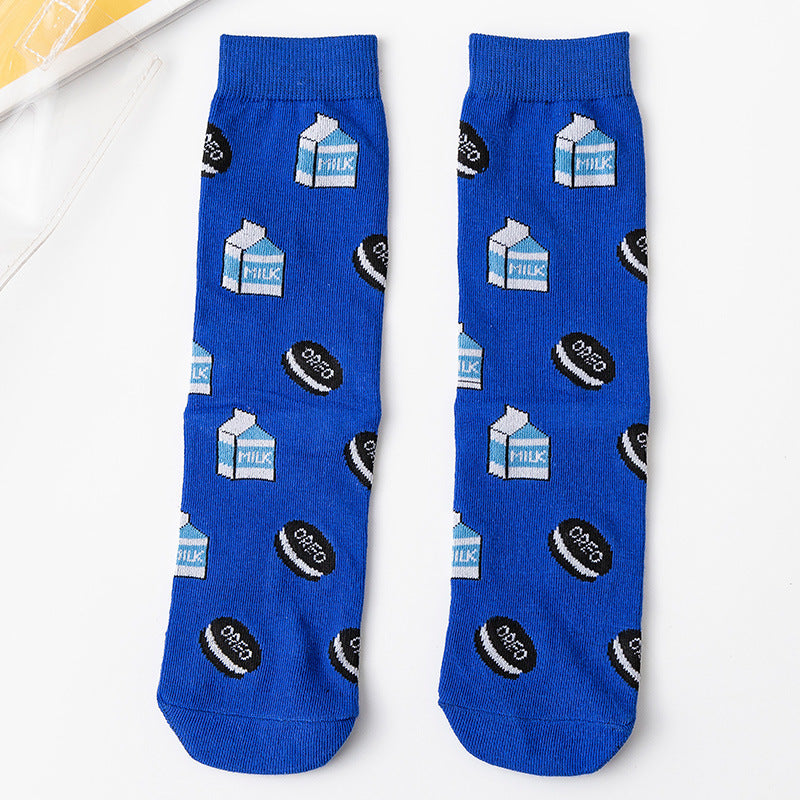 New Style Women's Cotton Fruit Pattern Socks, Breathable Sports And Casual Socks For All Seasons