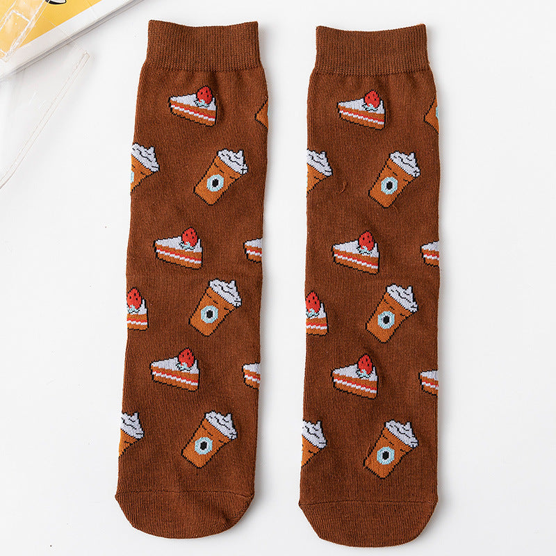 New Style Women's Cotton Fruit Pattern Socks, Breathable Sports And Casual Socks For All Seasons