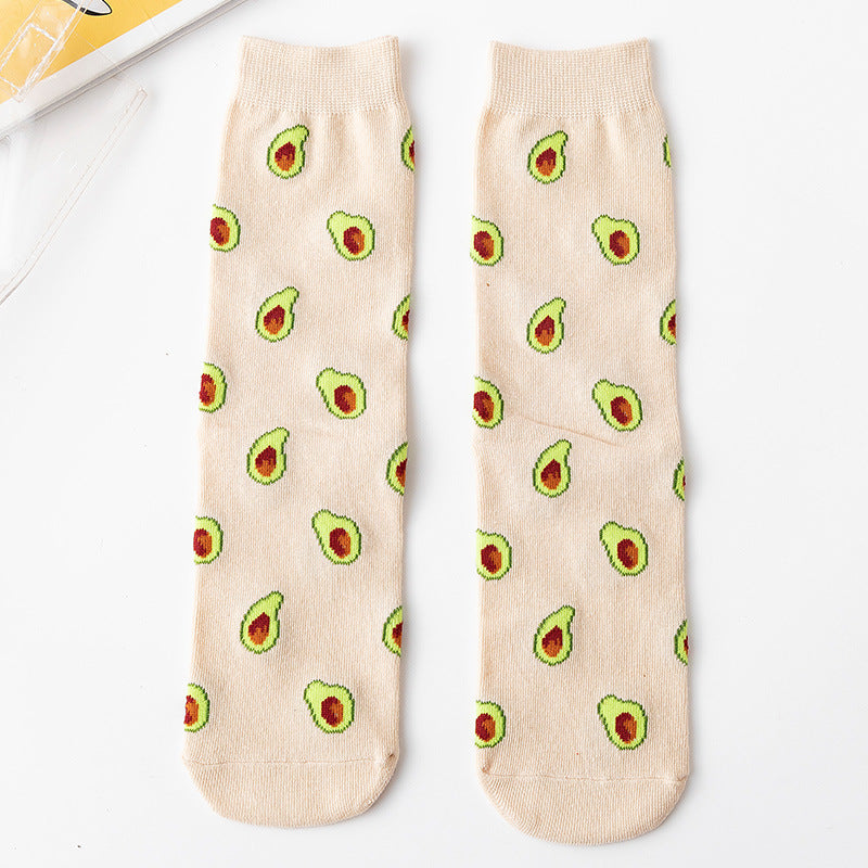 New Style Women's Cotton Fruit Pattern Socks, Breathable Sports And Casual Socks For All Seasons