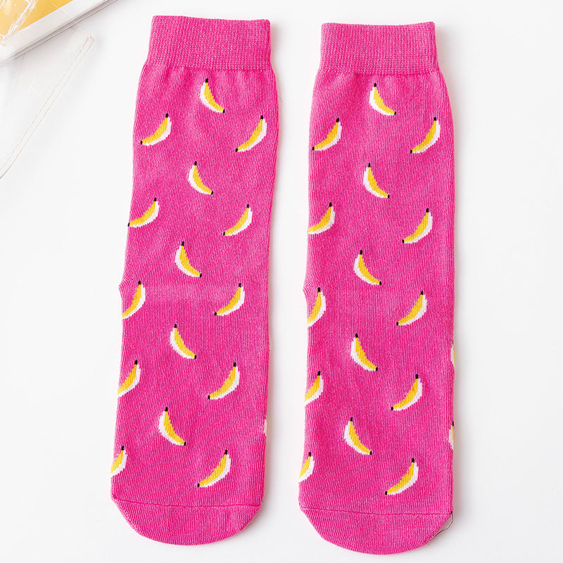 New Style Women's Cotton Fruit Pattern Socks, Breathable Sports And Casual Socks For All Seasons