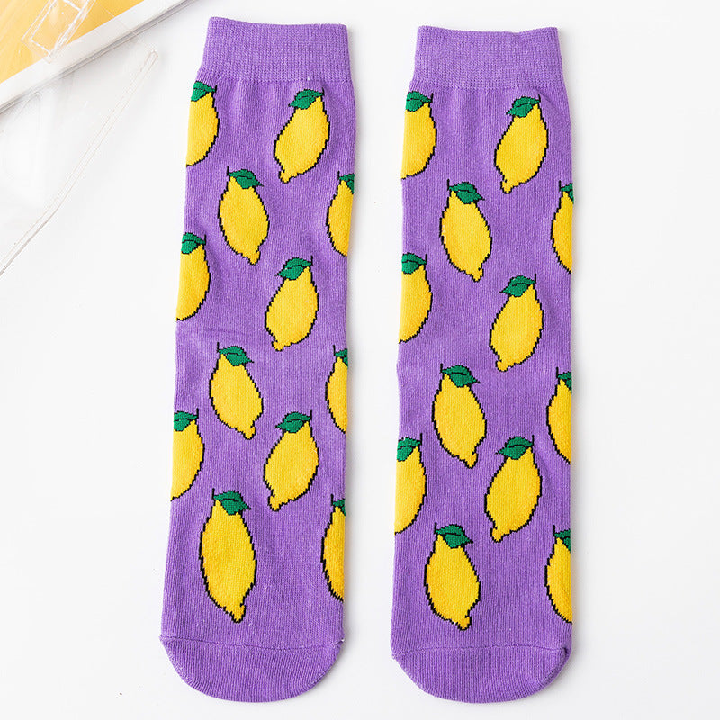 New Style Women's Cotton Fruit Pattern Socks, Breathable Sports And Casual Socks For All Seasons