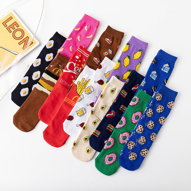 New Style Women's Cotton Fruit Pattern Socks, Breathable Sports And Casual Socks For All Seasons