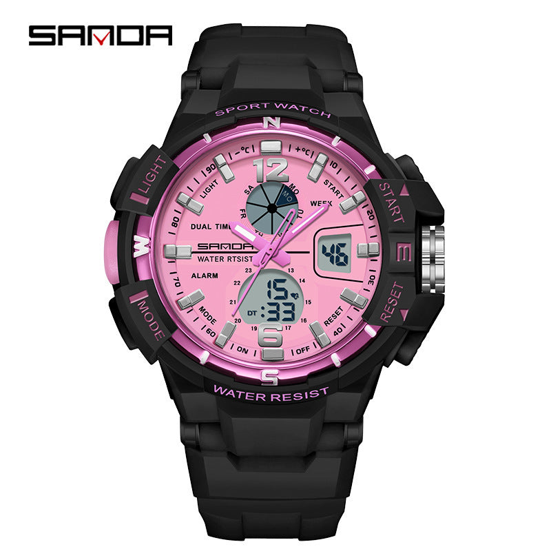 Couple Electronic Watch With Pointer Display, Round Dial, TPU Strap, And Durable ABS Case