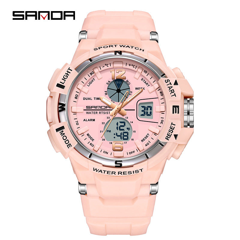 Couple Electronic Watch With Pointer Display, Round Dial, TPU Strap, And Durable ABS Case