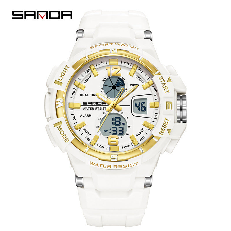 Couple Electronic Watch With Pointer Display, Round Dial, TPU Strap, And Durable ABS Case